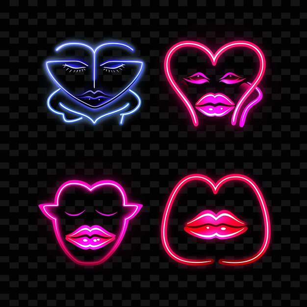 Png Kiss Mark Icon Emoji com afetuoso romântico e amoroso E linhas de néon Y2K forma atraente