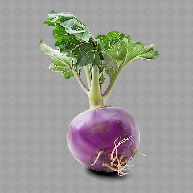 PSD png kohlrabi, légume à tige de forme ronde caractérisé par ses légumes frais isolés