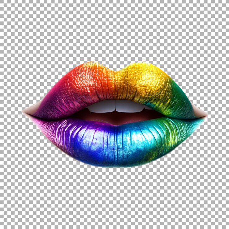 PSD png labios coloridos de una mujer en un fondo transparente generado por ai
