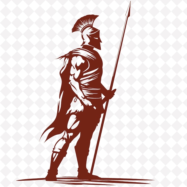 PSD png lança medieval com uma lança de javali com uma forma de personagem de guerreiro medieval expressivo focado