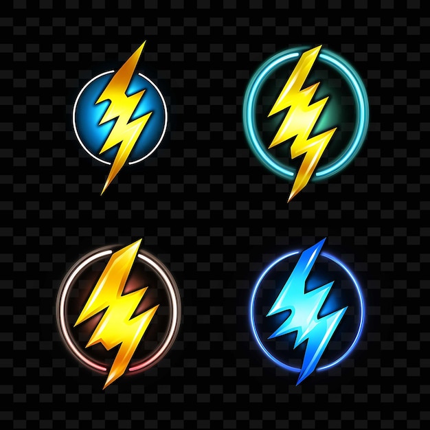 Png lightning bolt icon emoji con líneas de neón energizadas eléctricas sorprendidas y2k forma llamativa