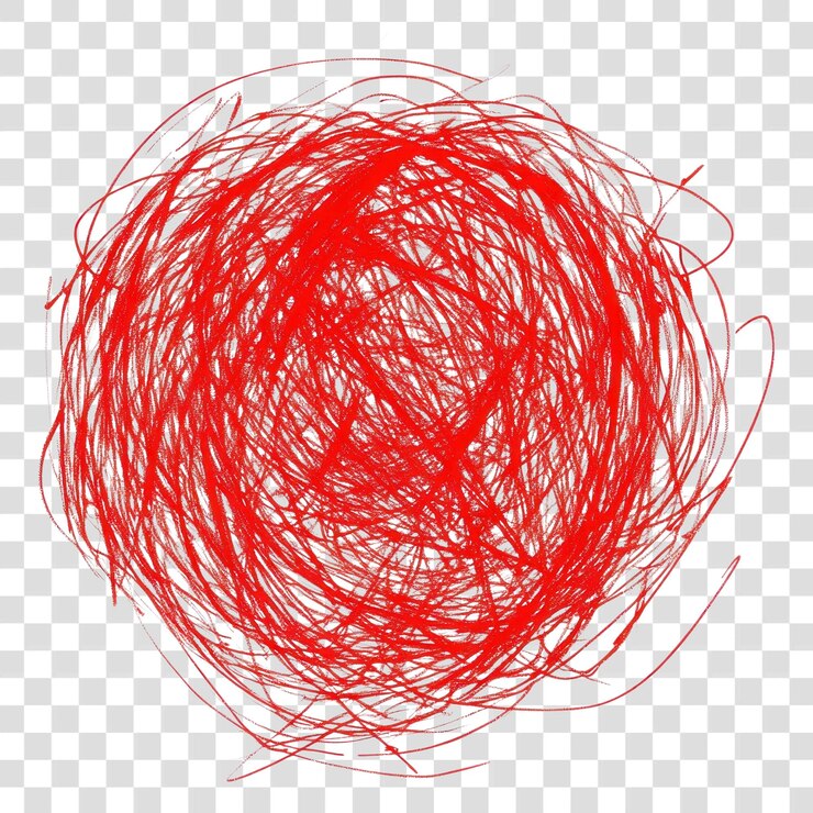 PSD png a líneas garabateadas arte rojo