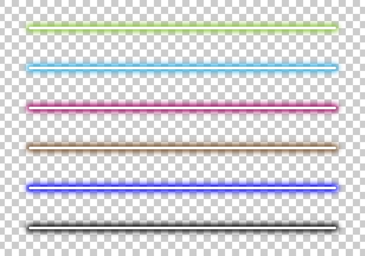 PSD png linee al neon luccicanti su sfondo trasparente