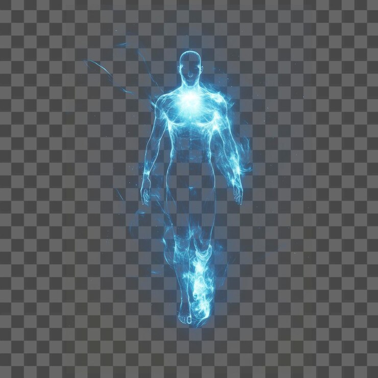 PSD png luce umana olografica luminosa futuristica