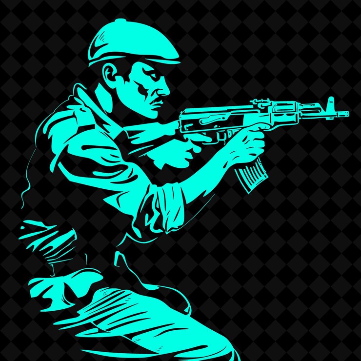 PSD png lutador da resistência francesa com uma arma sten determinado e sutiã forma de personagem de guerreiro medieval