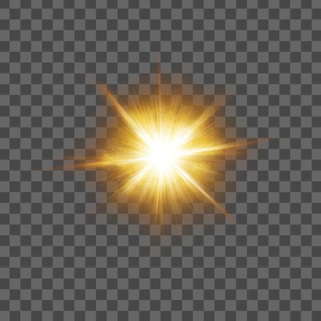 PNG luz de estallido de estrellas dorada radiante