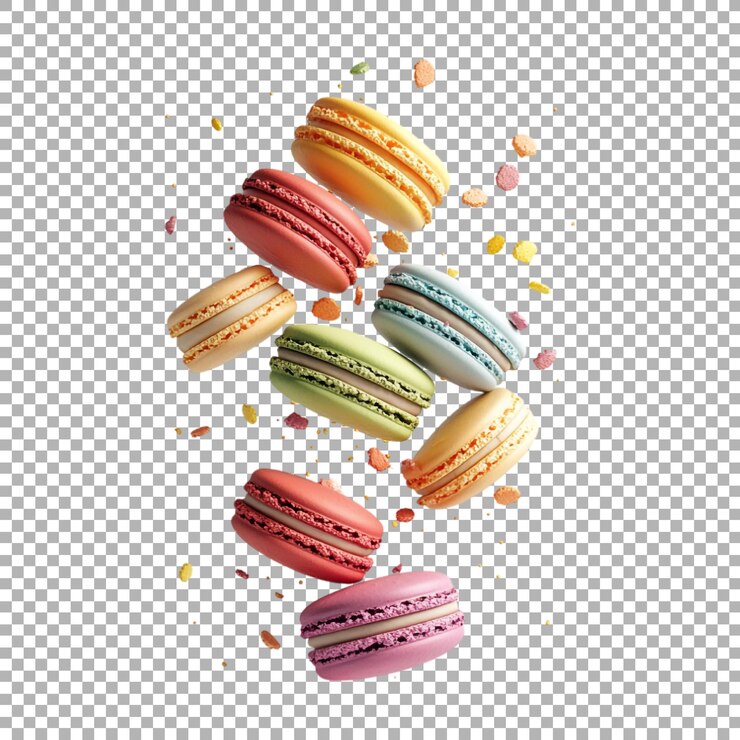 PSD png macarones coloridos en un fondo transparente generado por ai