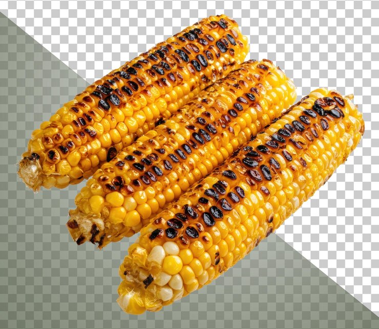 PSD png maíz a la parrilla en la mazorca servido en un picnic de verano