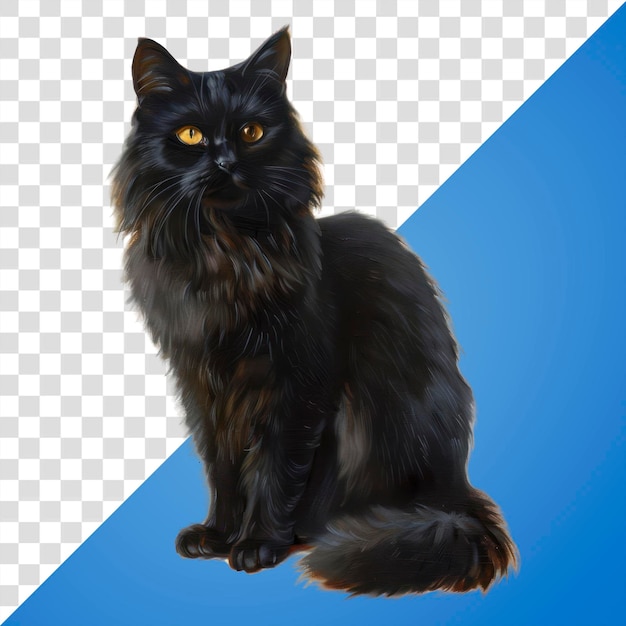 PNG Majestic schwarze Katze Illustration
