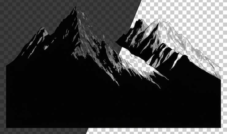 PSD png majestuosas montañas cubiertas de nieve bajo un cielo despejado