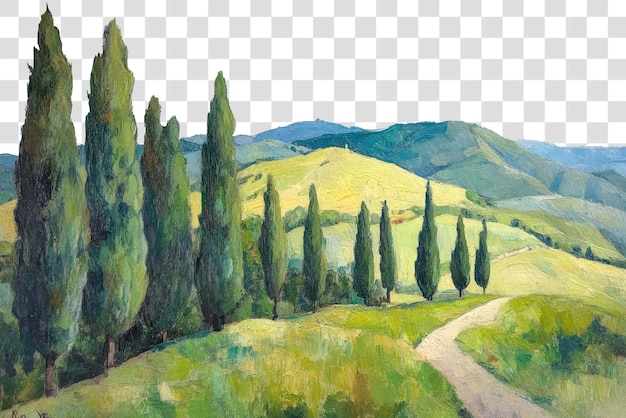 PNG Malerei von Bäumen in der Landschaft