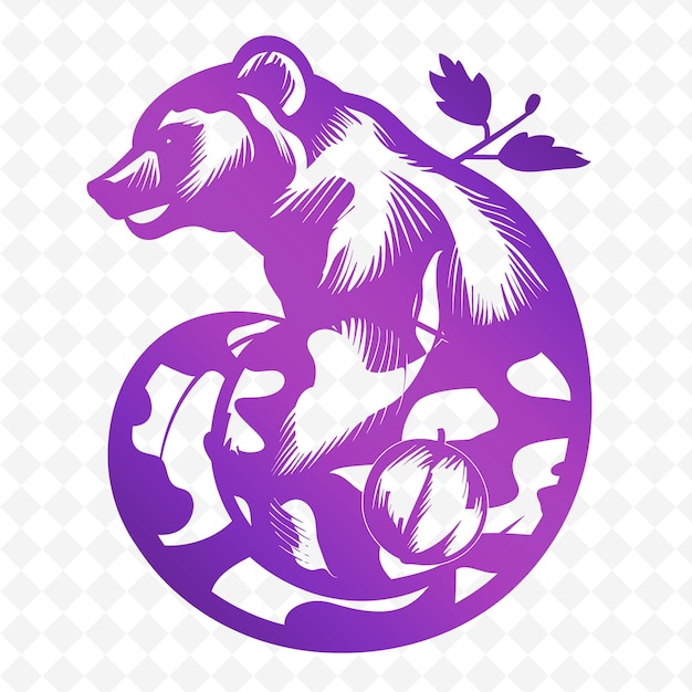 PSD png mangosteen con silueta de coati y simplificar el diseño con ca contorno animal y hojas tropicales