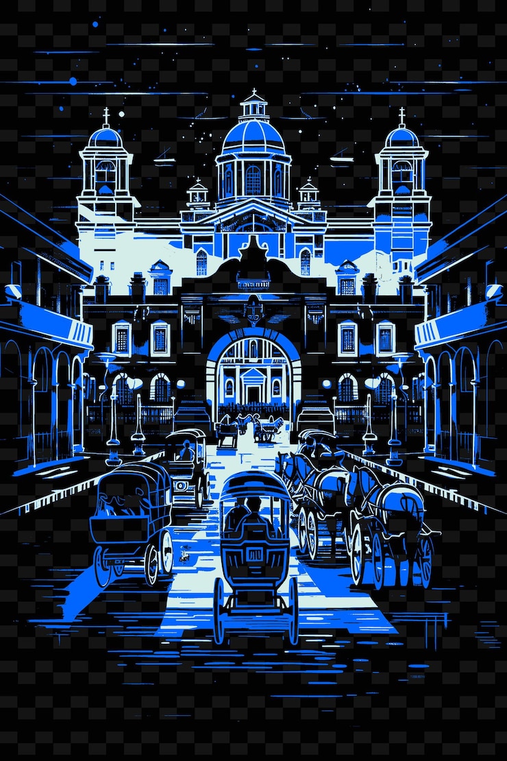 PSD png manilas intramuros con colonial street scene cavallo disegnato ca illustrazione cittas scene art decor