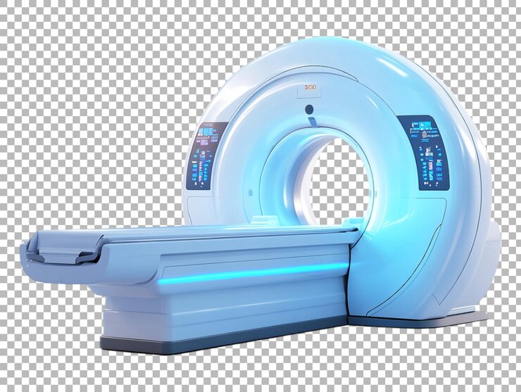PSD png de una máquina de resonancia magnética médica aislada contra un fondo transparente