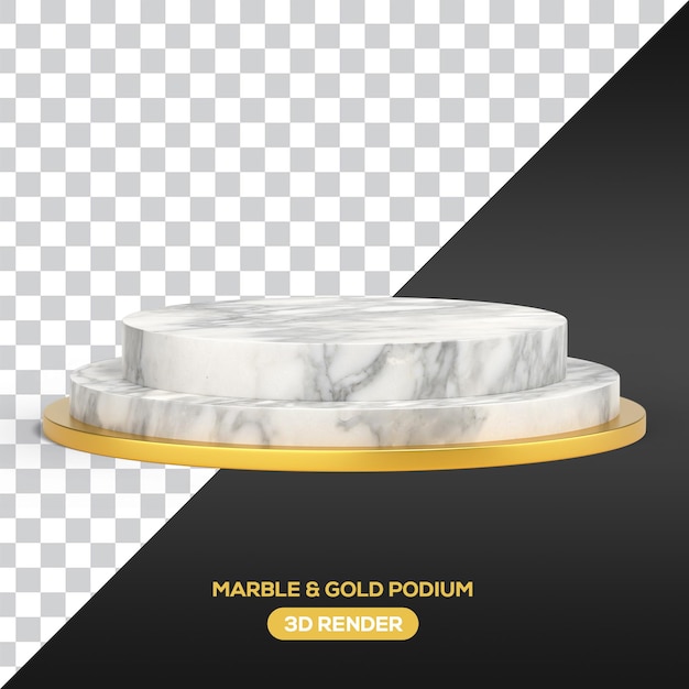 PNG Marmo e podio d'oro Rendering realistico 3d con sfondo trasparente per la visualizzazione del prodotto