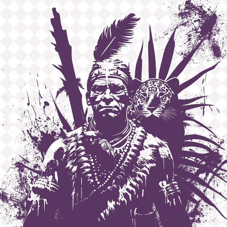 PSD png medieval macuahuitl hombre con un macuahitl con una feroz expr medieval guerrero forma de carácter