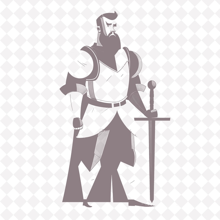 PSD png medieval shotel hombre con un shotel con una expresión enfocada guerrero medieval forma de personaje