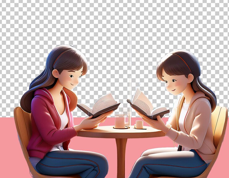PSD png membaca buku
