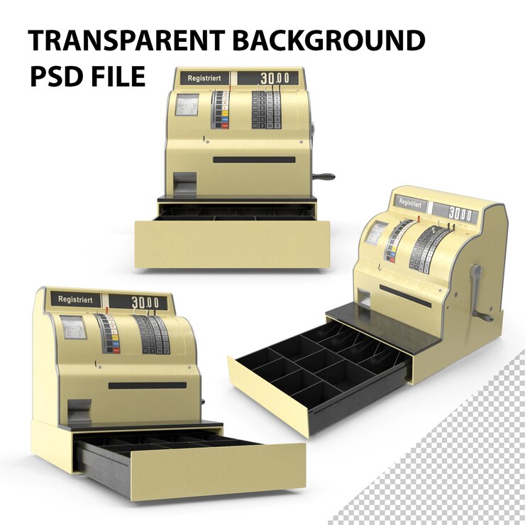 PSD png mesin kasir retro