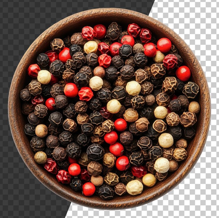 PSD png mezcla colorida de granos de pimienta gourmet en un cuenco