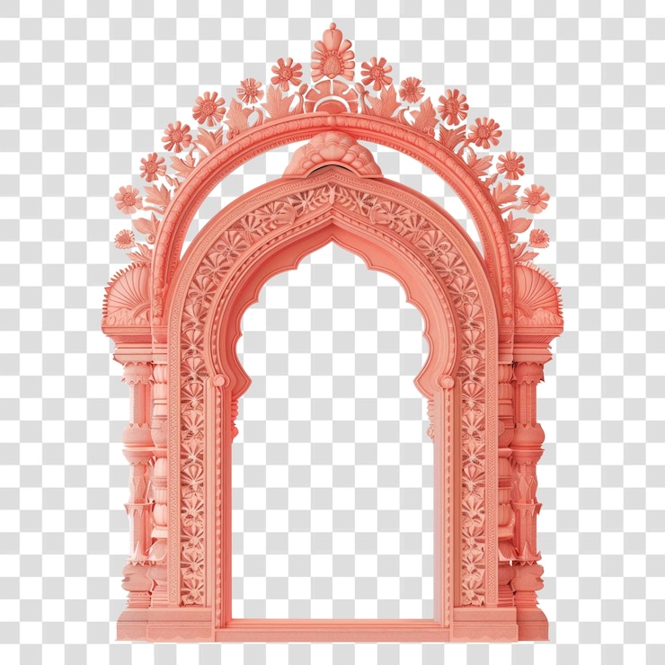 PSD png minimal arquitectura de arco indio fondo blanco espiritualidad