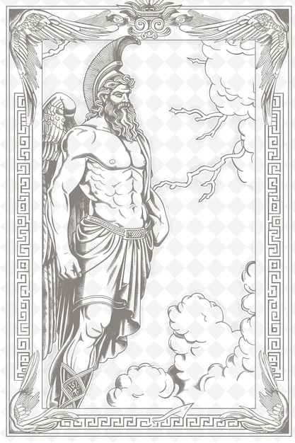 Png mitología griega arte del marco con zeus y relámpago decoración ilustración arte del marco decorativo