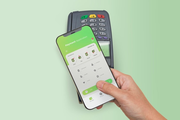 Png mockup de tela de smartphone psd pagamento sem dinheiro no novo normal