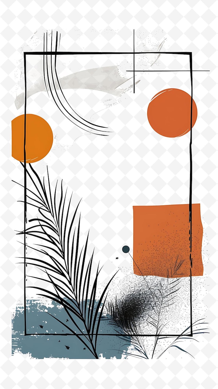 PSD png modernes postkarten-design mit einem eleganten rahmenstil, verbessert durch outline arts scribble decorative