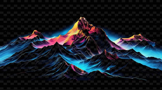 Png mountain tape decal mit bildern von gipfeln und tälern rugged creative neon y2k form dekorativ