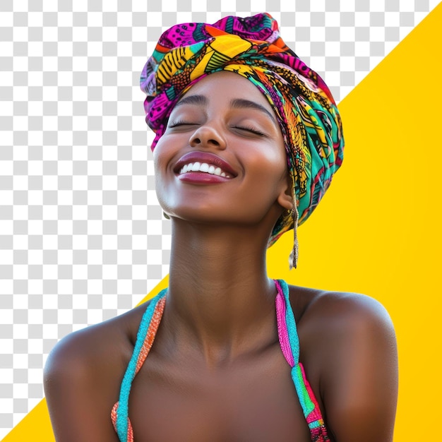 PNG Mulher jovem com uma expressão animada colorida vibrante