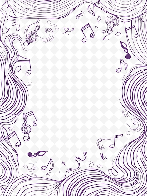 PSD png música frame art com notas musicais e instrumentos decoração ilustração frame art decorativo