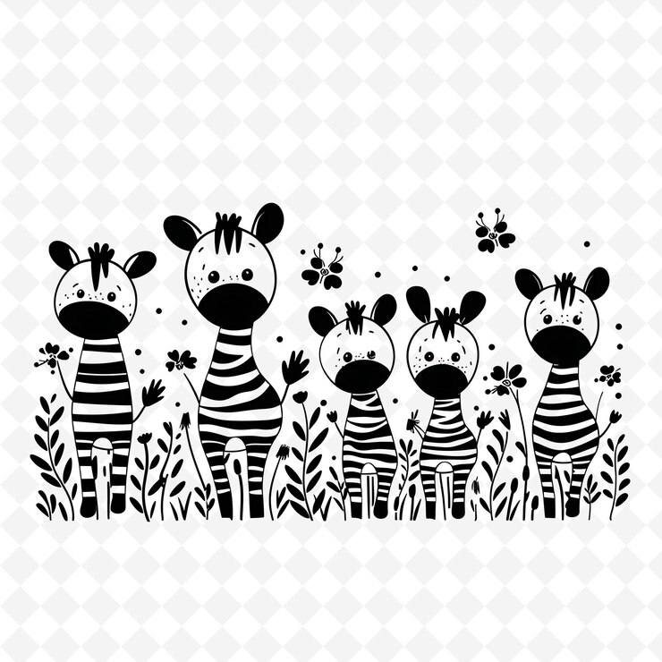 PSD png nature collage frames desenhos de fundo limpo com flores de animais e elementos de arte de linha