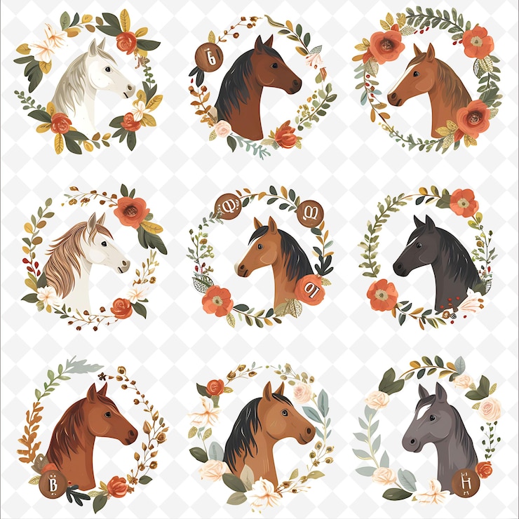 PSD png nature collage frames desenhos de fundo limpo com flores de animais e elementos de arte de linha