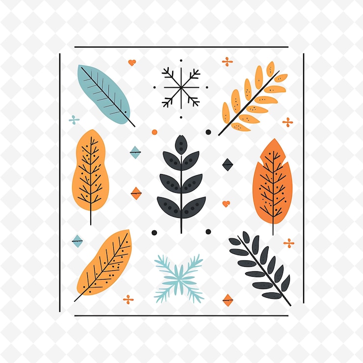 PSD png nature collage frames diseños de fondo limpio con flores de animales y elementos de arte de líneas