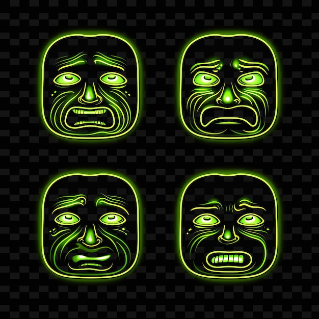 Png nauseated face icon emoji con sick disgusted y queasy exp líneas de neón y2k forma llamativa para el ojo