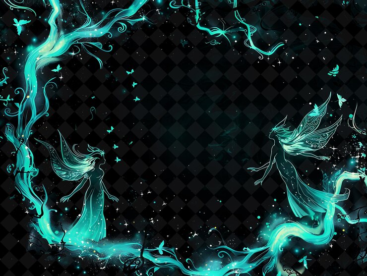 PSD png neon frames y arcane designs crean arte digital llamativo con un estilo brillante