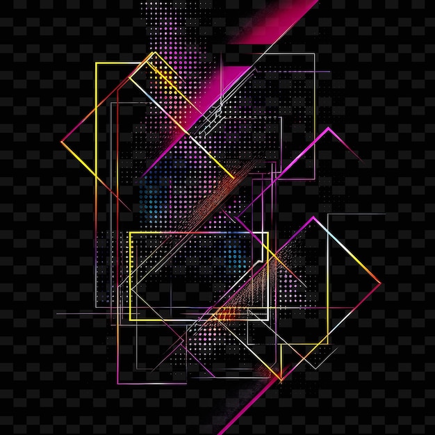 PSD png neon geometric tape decal con patrones geométricos y neon creative neon y2k shape decorativec