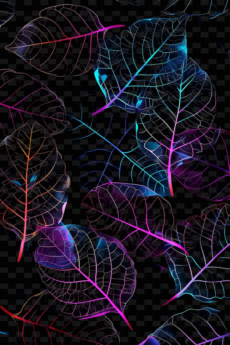 PSD png neon leaf tape decal con disegni di foglie e colori al neon leaf creative neon y2k shape decorative