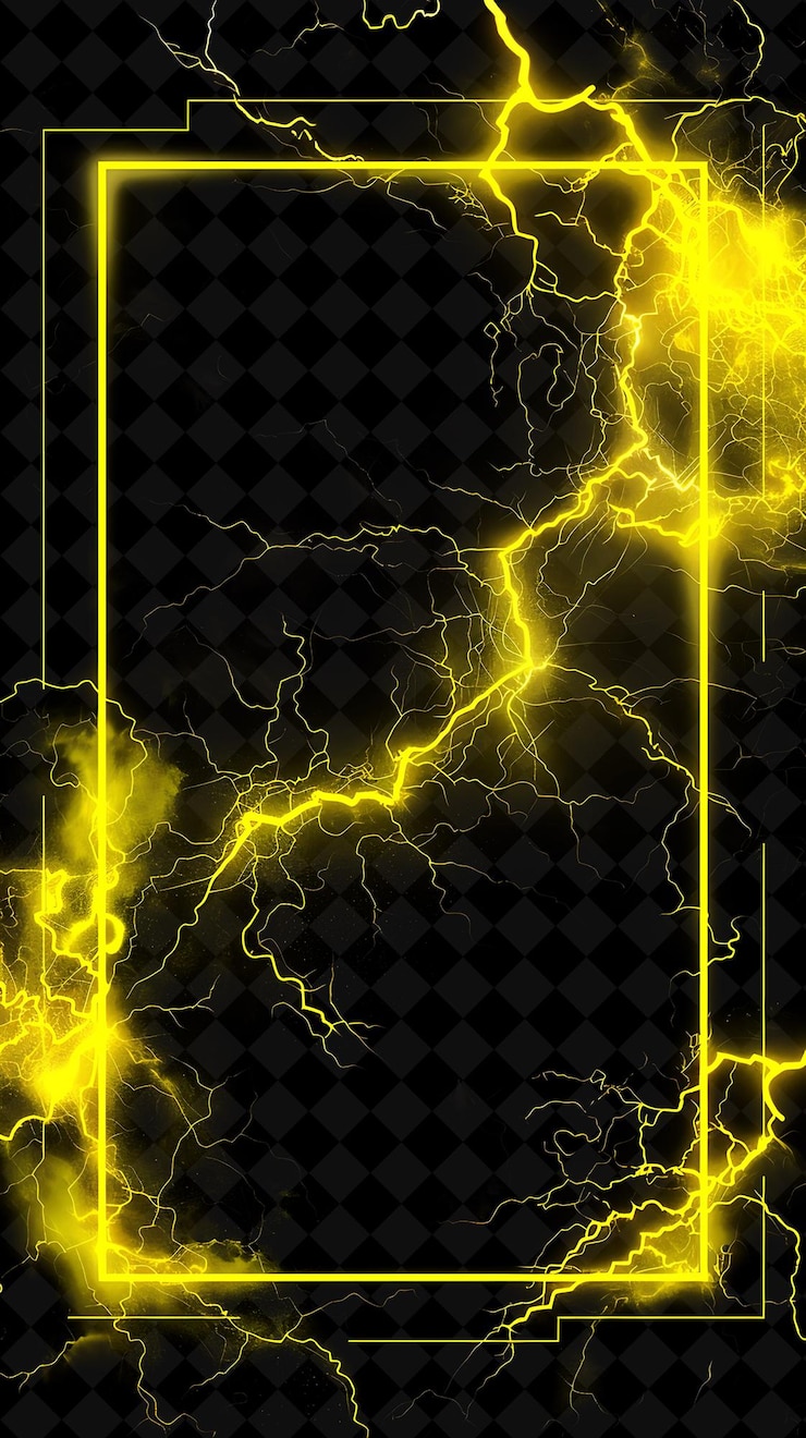 PSD png neon lightning frame design com litecoin e lightning bolt y2k forma de neon em fundo escuro
