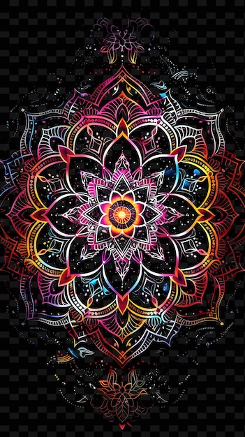 Png neon mandala tape decal com padrões intrincados e neon hu creative neon y2k shape decorativee