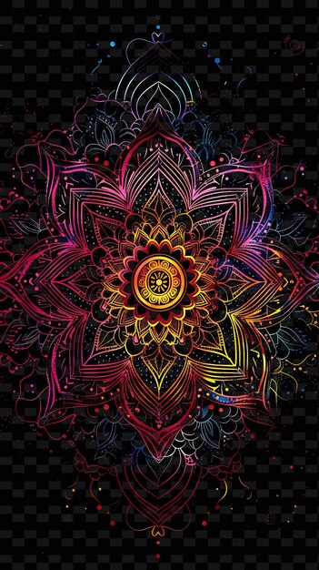 PSD png neon mandala tape decal mit komplizierten mustern und neon hu creative neon y2k form dekorativee