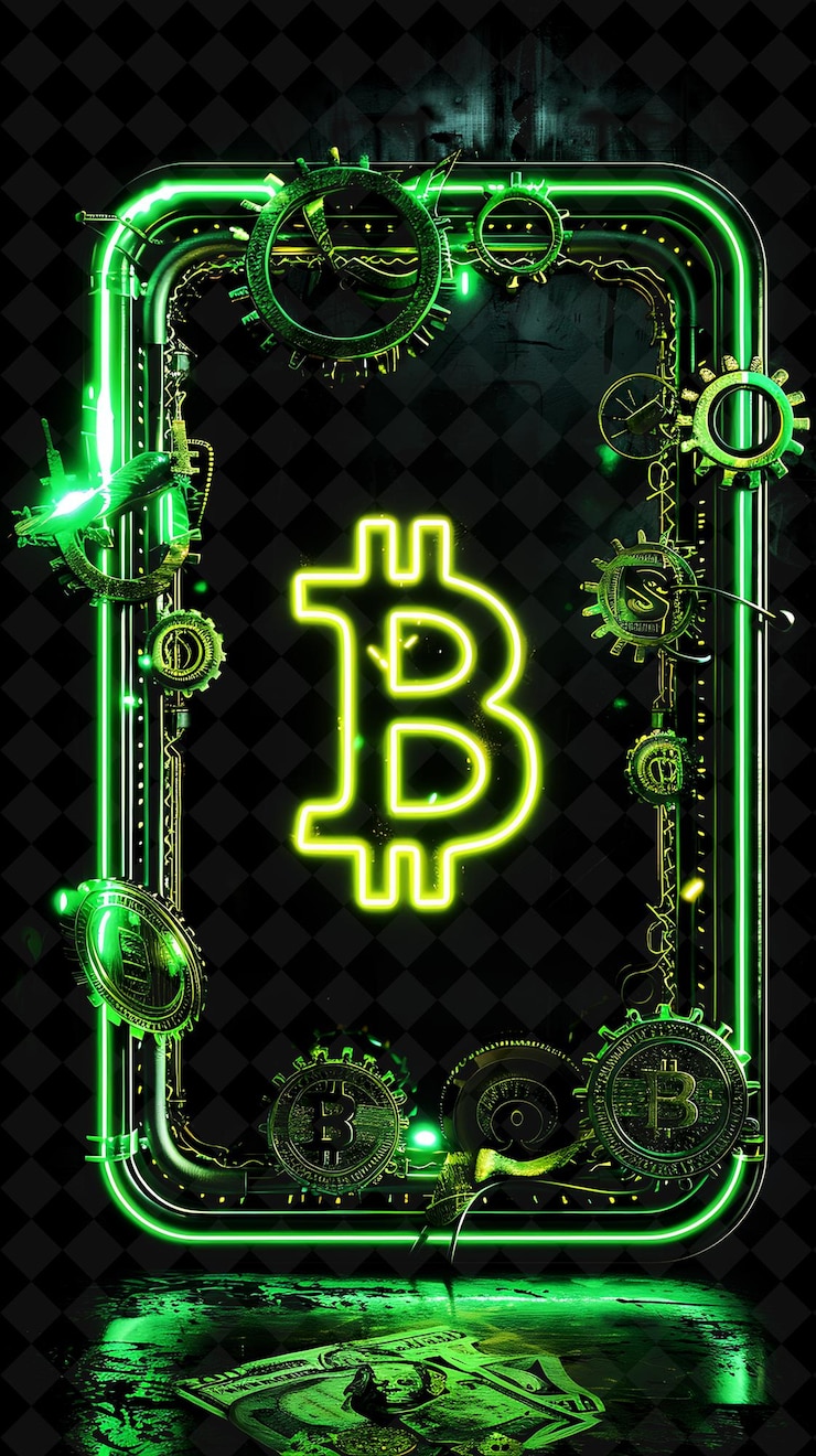 PSD png-neon-röhrenrahmen, der litecoin mit getrieben und einer dollar si y2k-neonform auf dunklem hintergrund umhüllt