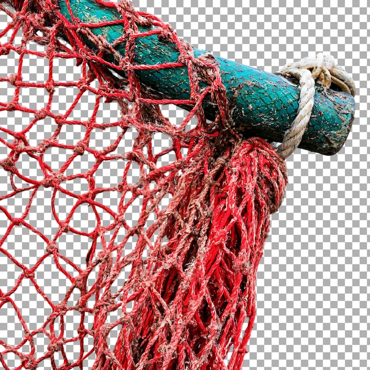 PSD png net against a transparent background for sports fishing or outdoor design projects