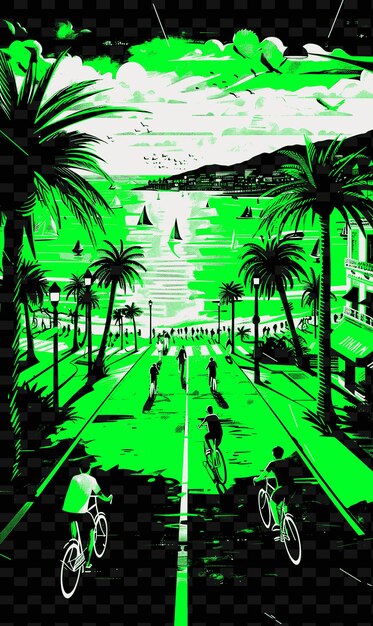 PSD png nices promenade des anglais com scenic street scene mediter illustration citys scene art decor