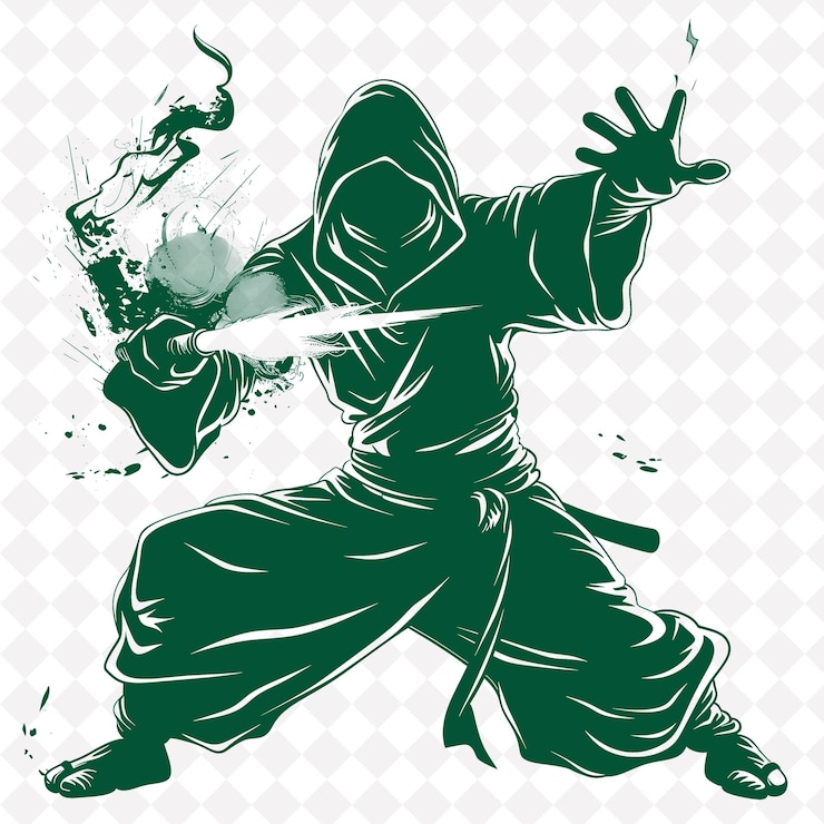 PSD png ninja sosteniendo una bomba de humo y un kunai expresando sigilo en forma de personaje de guerrero medieval