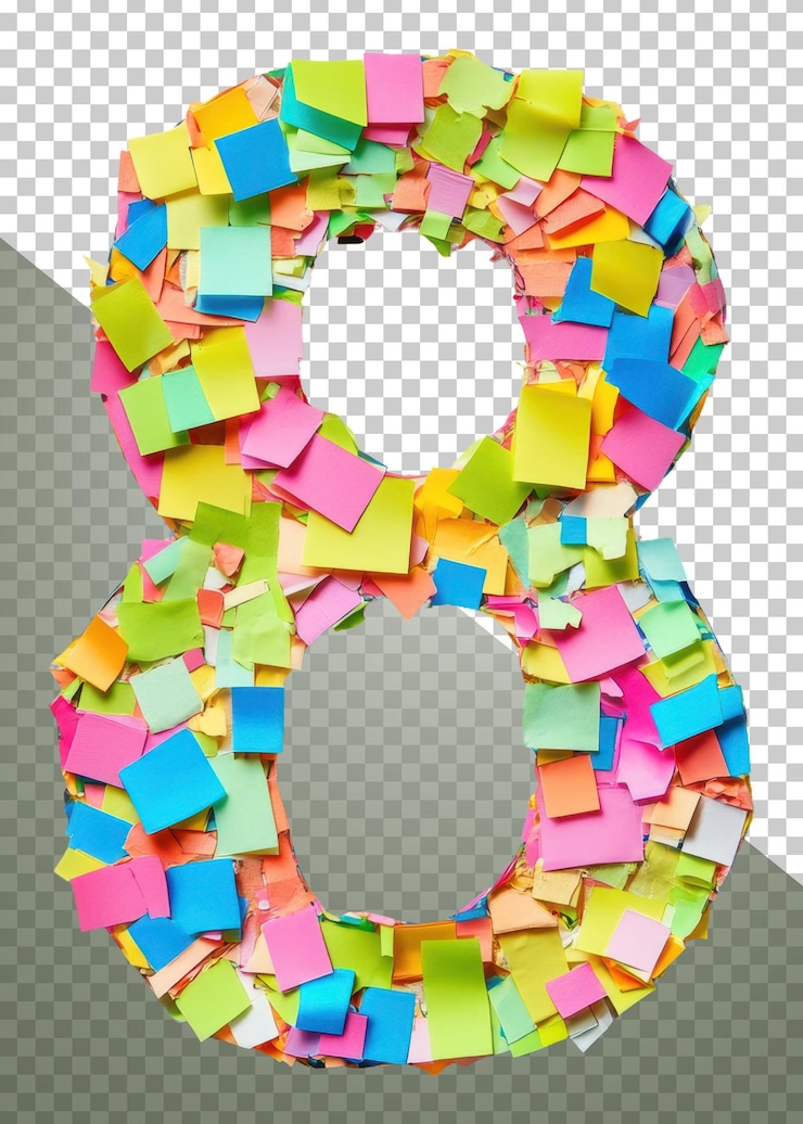 PSD png notas pegajosas coloridas en forma de 8