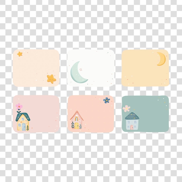 PNG note di carta carina illustrazione sfondo trasparente set