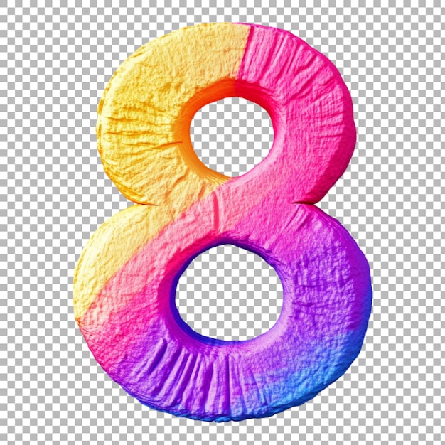 PNG Number 8 in Risograph Style Isolated Against a Transparent Background for Retro Designs Artistic Branding or Unique Typography Applications