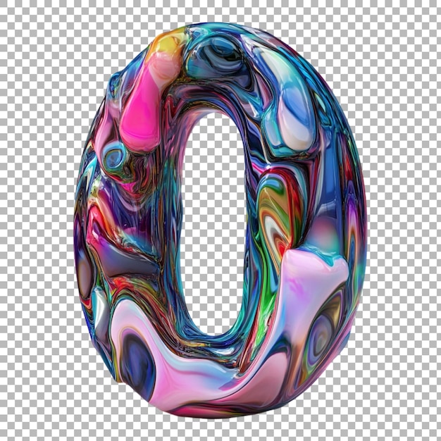 Png Numero 0 in stile Trippy isolato su uno sfondo trasparente per disegni psichedelici Branding audace o applicazioni di tipografia uniche