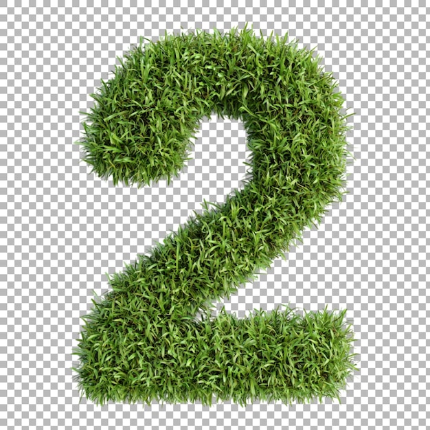 Png Número 2 en estilo de hierba aislado contra un fondo transparente para diseños de naturaleza aplicaciones de marca fresca o tipografía ecológica